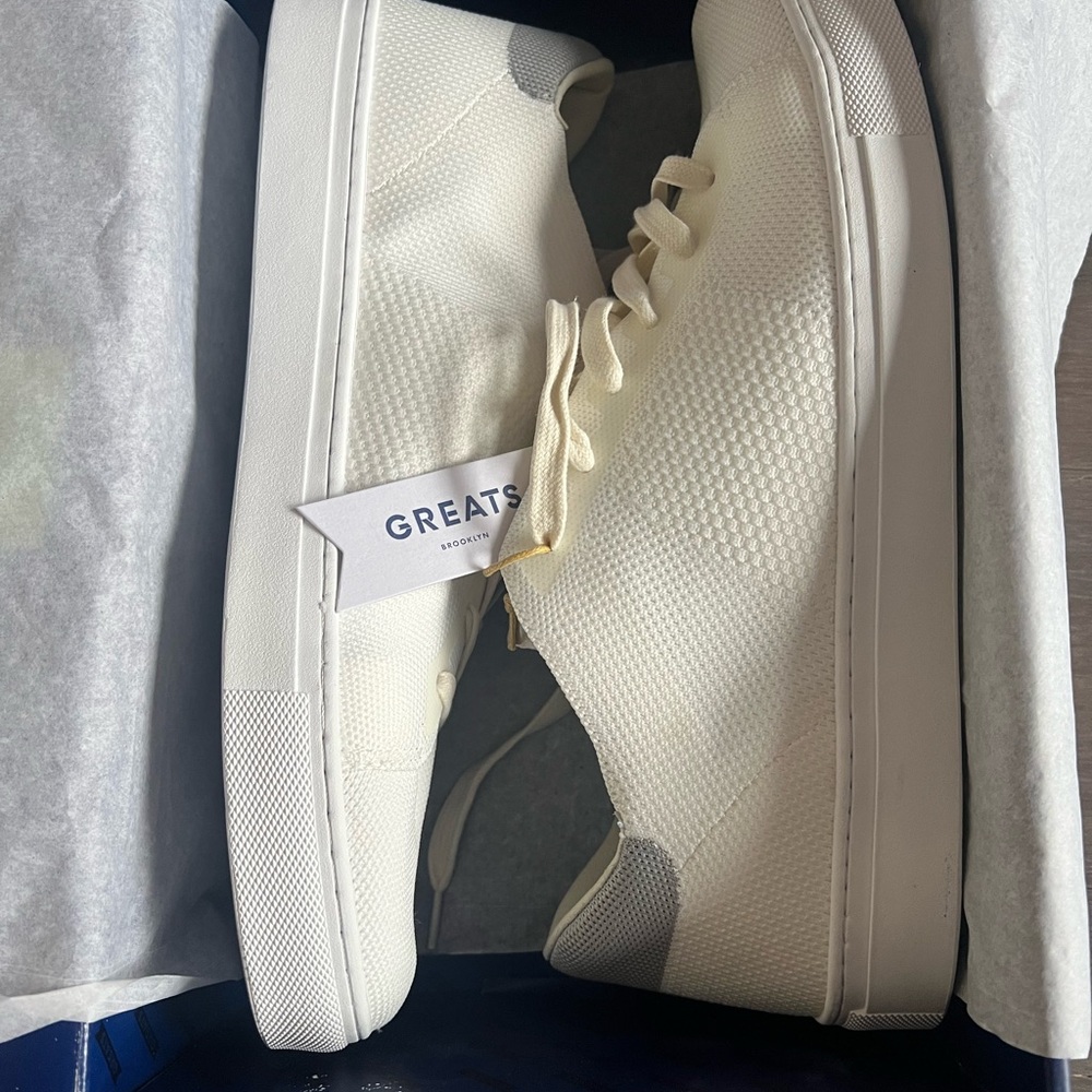 Greats White Minimalist Sneakers with Perforated Design